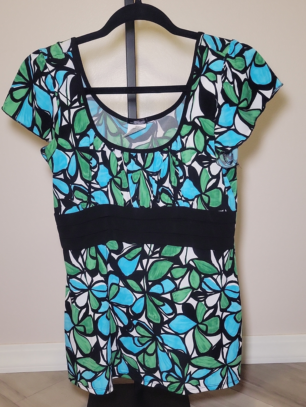 Maurices Scoop Neck Floral Tunic in Blue, Green & Black